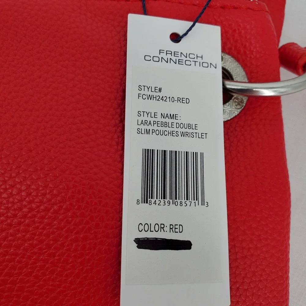 French Connection Lara Pebble Double Slim Pouches Wristlet Red FCWH24210-RED New